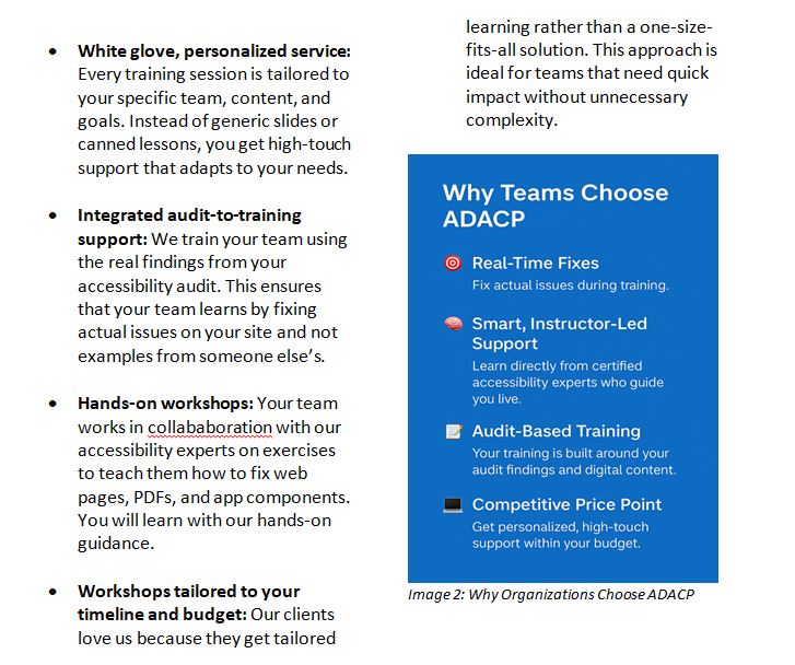 Why teams choose ADACP panel: real-time fixes, instructor-led support, audit-based training, competitive price point