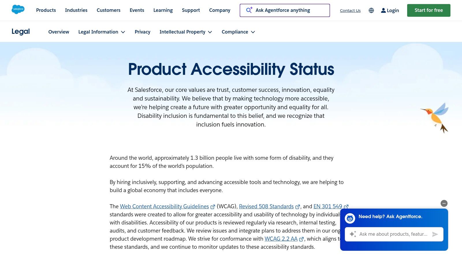 Salesforce (Product Accessibility Status + ACRs)